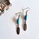 Thumbnail: Turquoise Beads Dangle Gemstone Earrings for Women with Bronze Leaf Charm