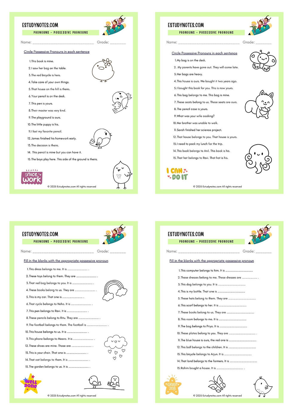 Thumbnail: grammar worksheet class 5