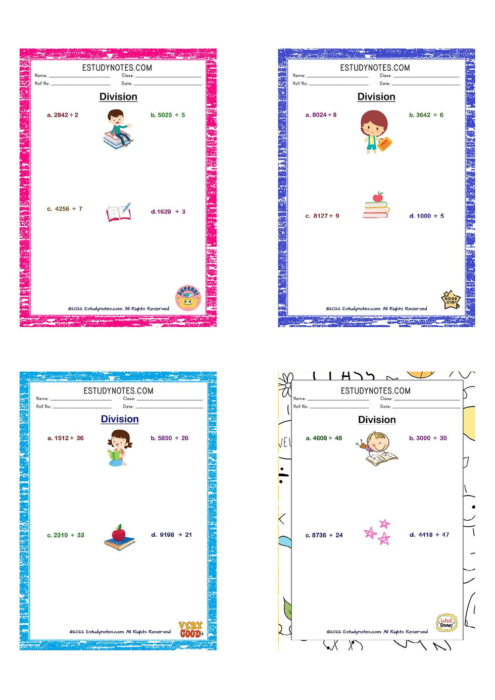 Thumbnail: class 4 maths division worksheet