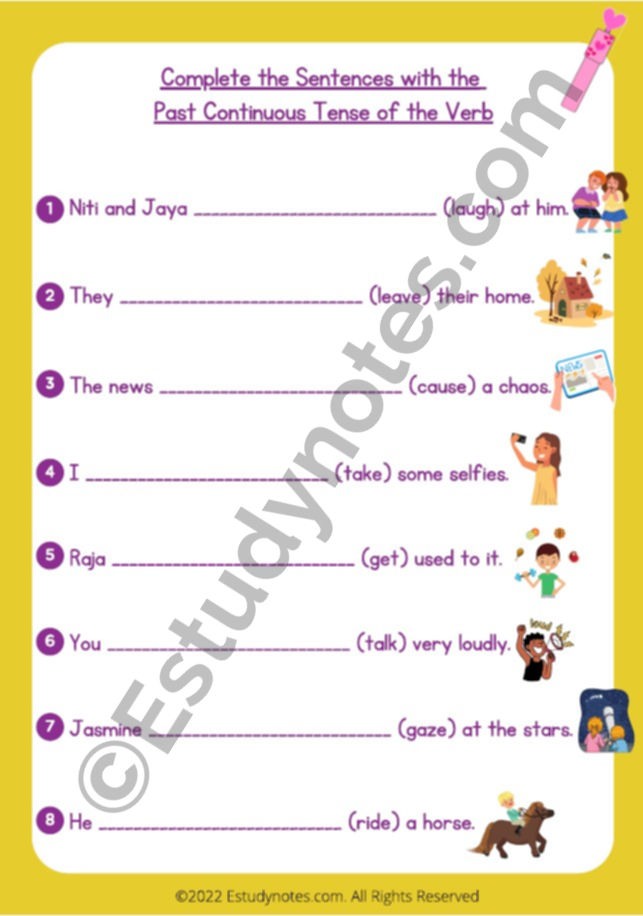 Thumbnail: past continuous tense worksheet for class 4