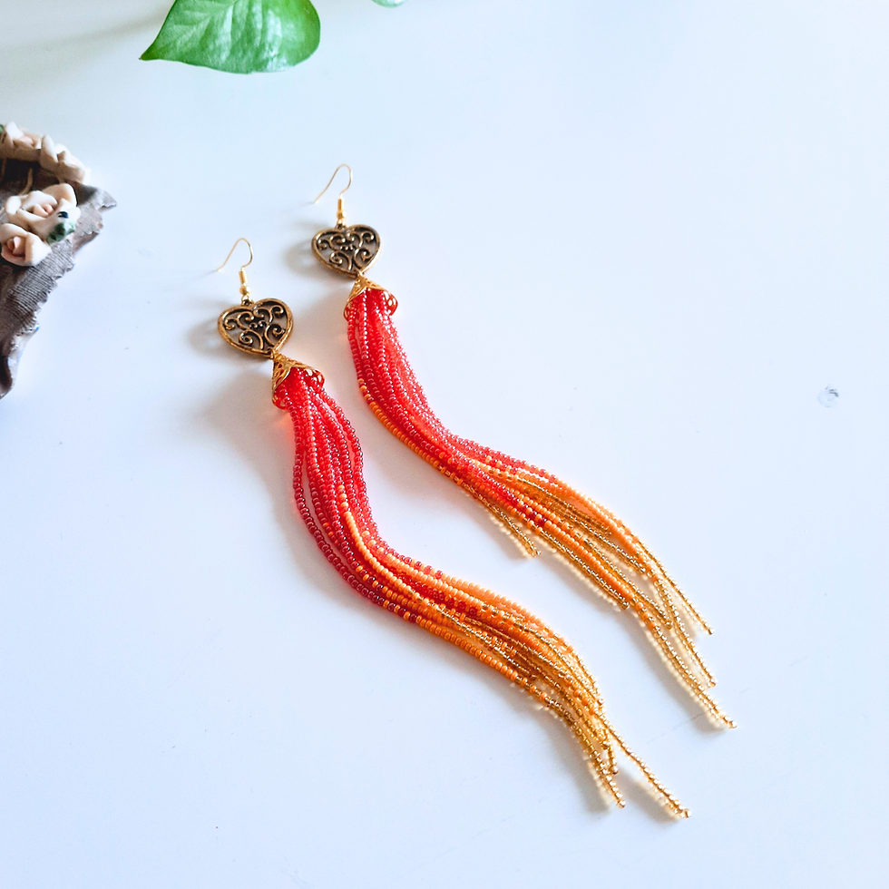 handmade beaded tassel earrings