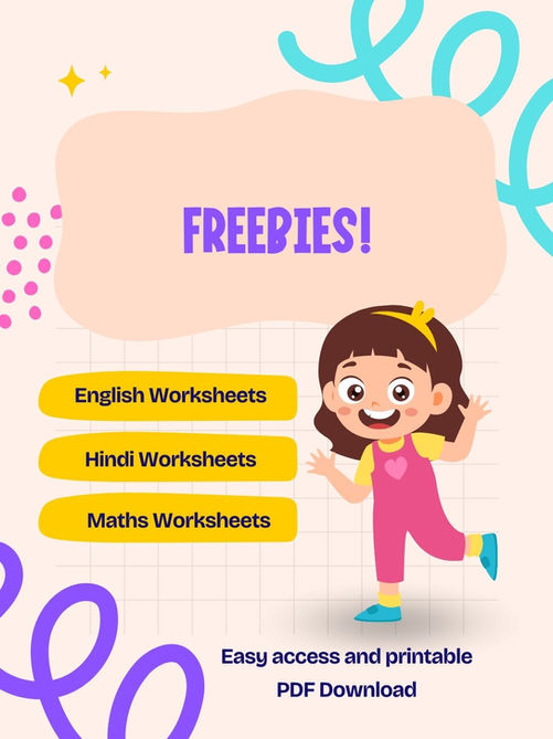 Free worksheets for English, Hindi and Maths