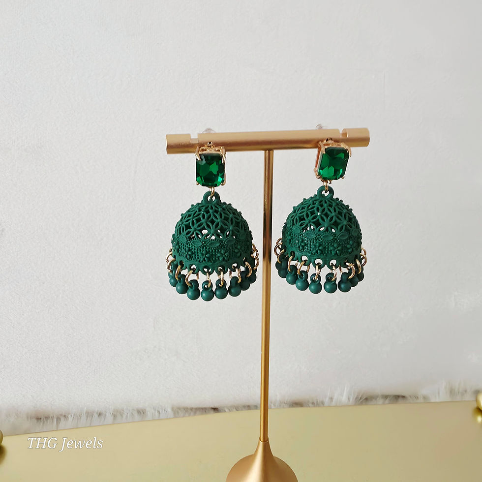 Thumbnail: Donker groene mini jhumki