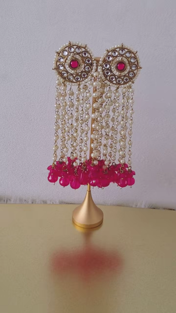 Thumbnail: Kashmiri oorbellen fuschia 