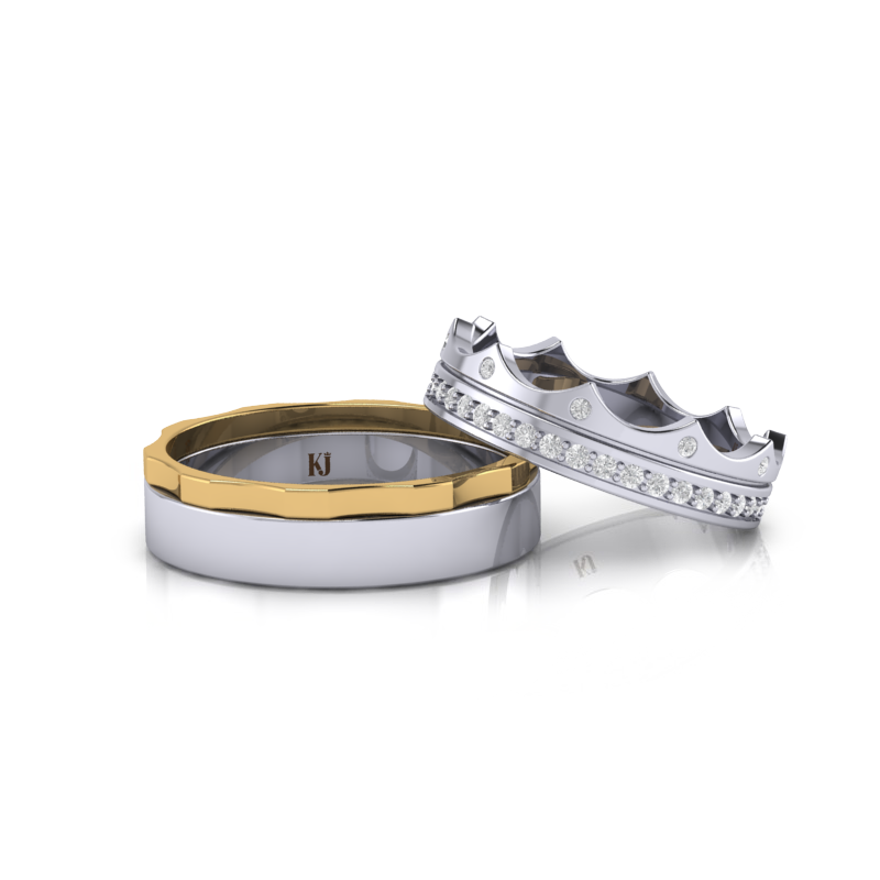 Hình thu nhỏ: Nhẫn cưới vương miện King Queen KJW0474 M1