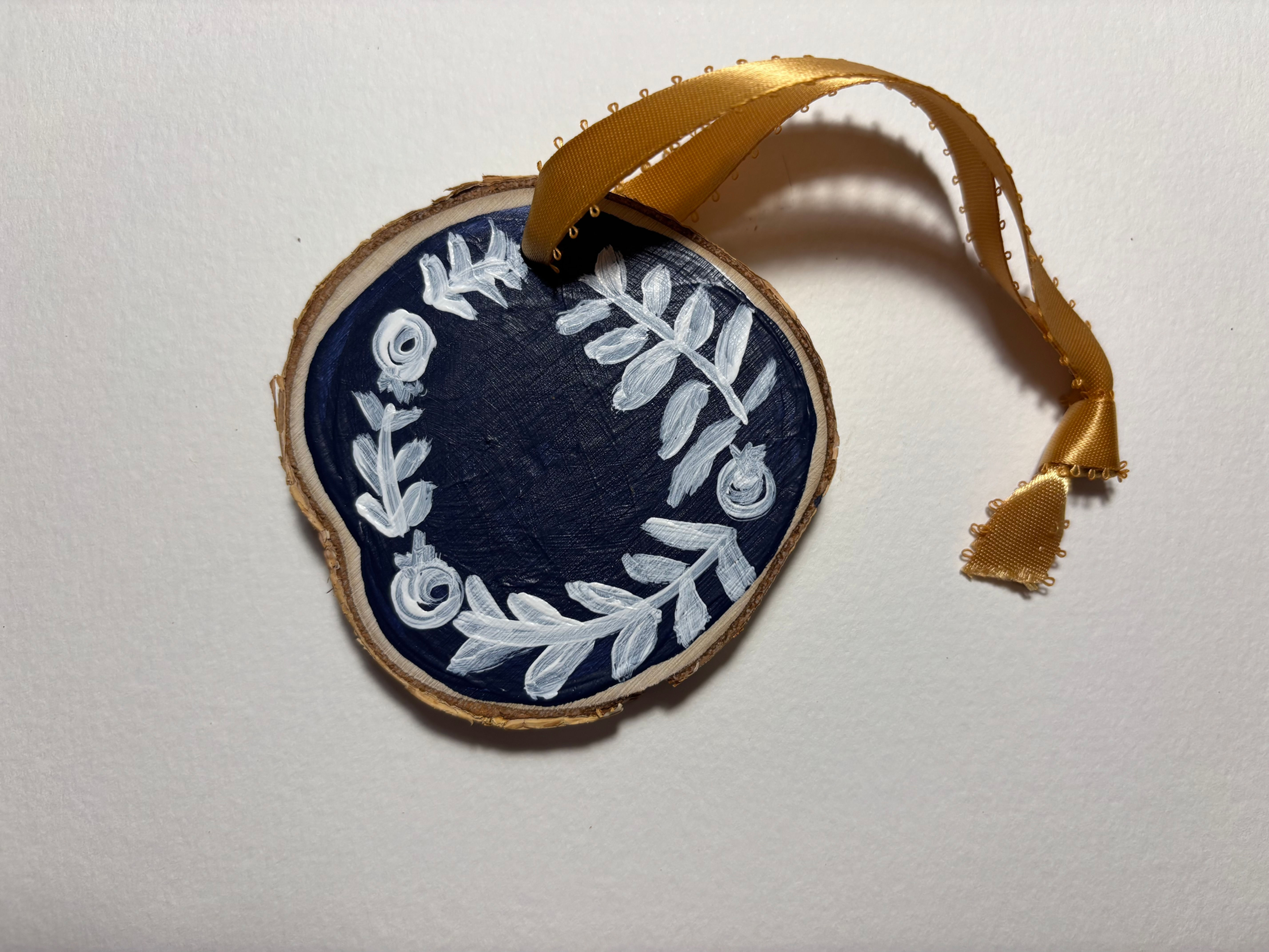 Delft Blue Berry Wreath - Hand Painted Ornament