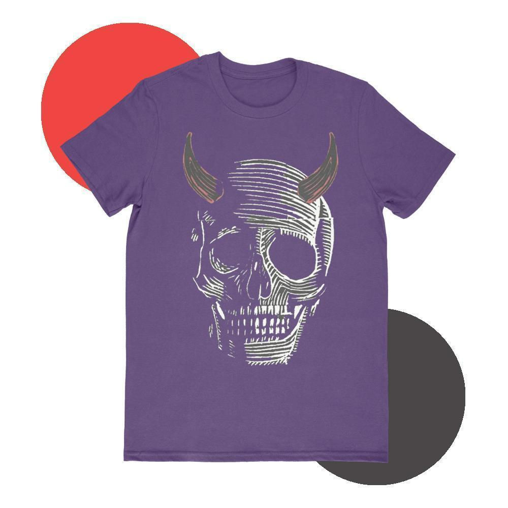 Skull with Horns T-Shirt - Purple