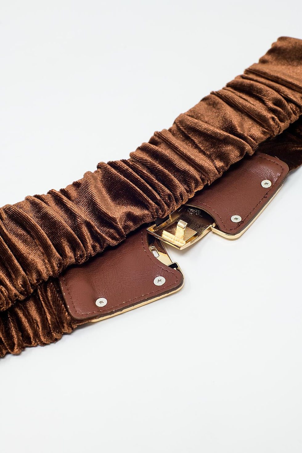 Thumbnail: Brown Elastic Velvet Belt With Metal Closure