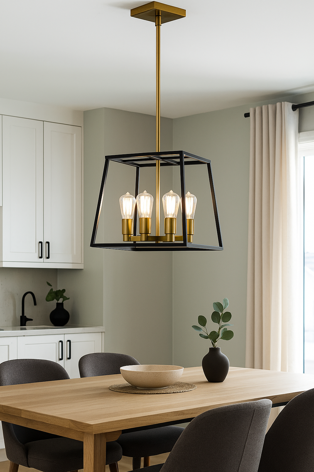 Square Black and Gold Chandelier