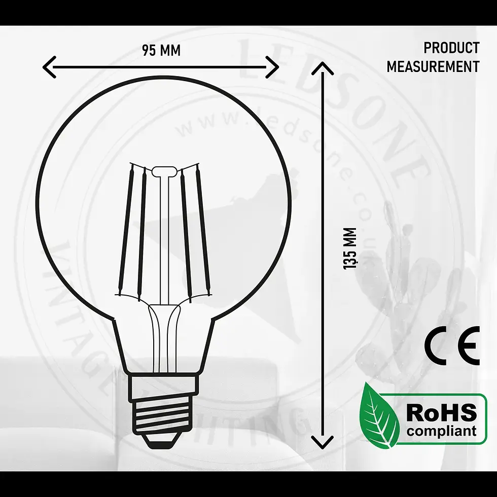 Thumbnail: Amber 4W E27 Filament Globe Bulb G95 Dimmable