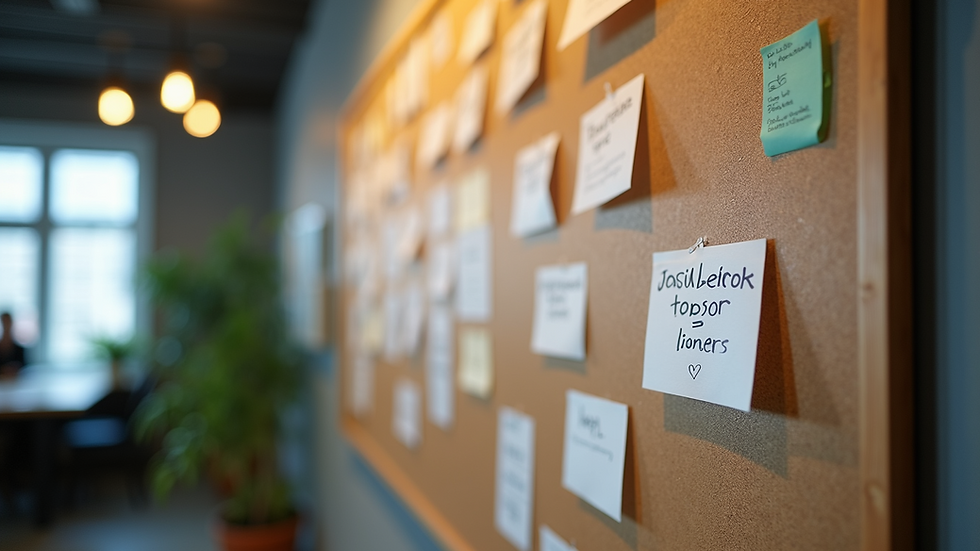 Wide angle view of a bulletin board with user contributions