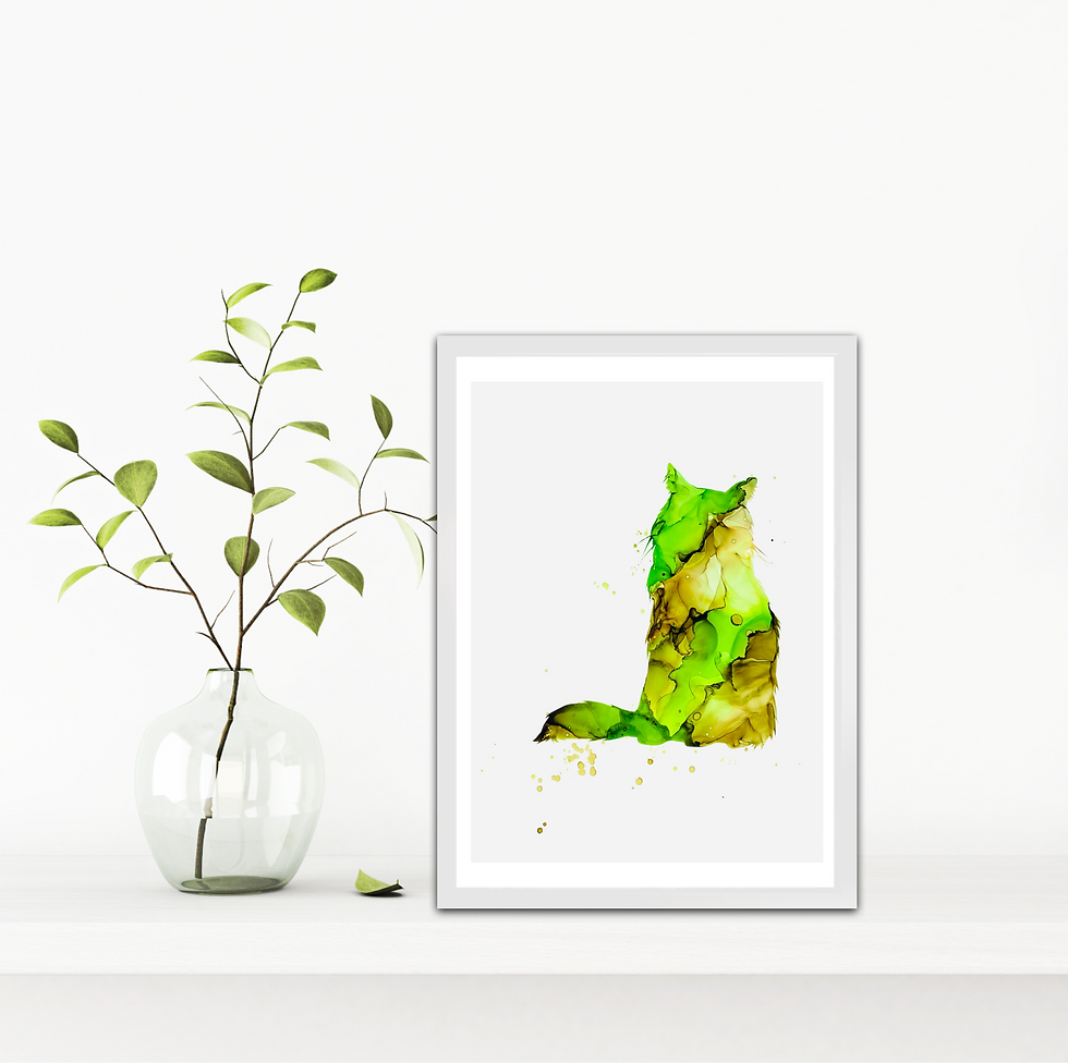 Thumbnail: Long Haired Cat Alcohol Ink Print