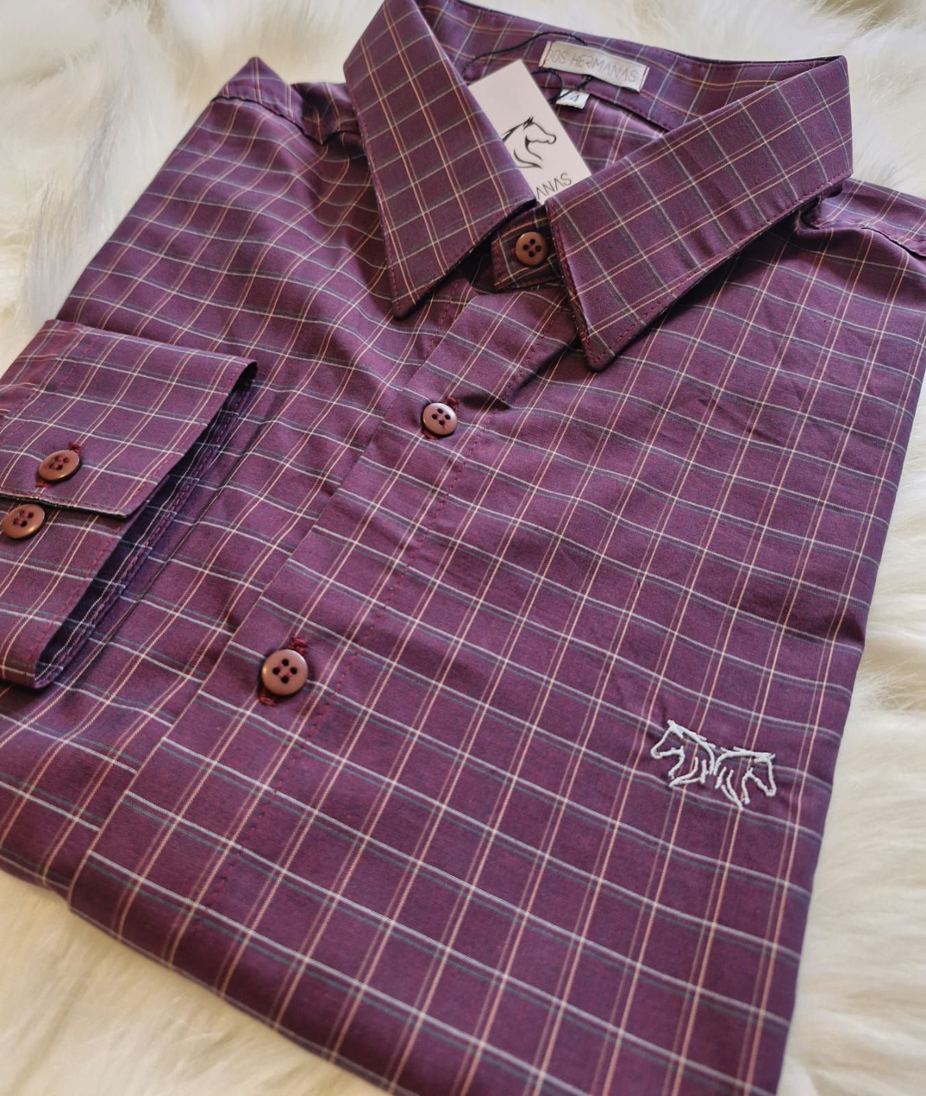 Camisa Bordo/Cinza/Bege