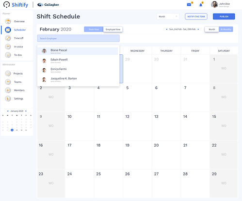 2-Shiftify-Manager- Shift Schedule – Tea