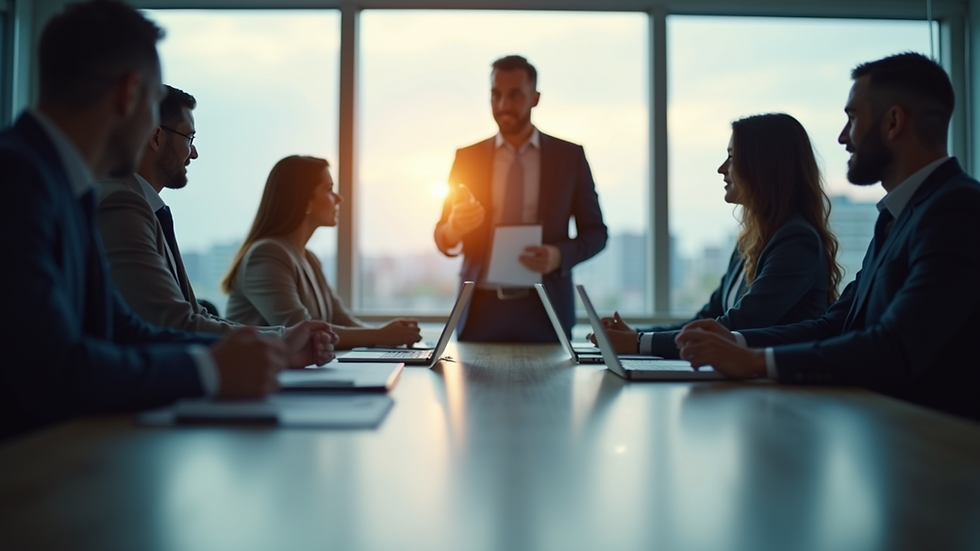 Eye-level view of a business meeting discussing HR outsourcing costs