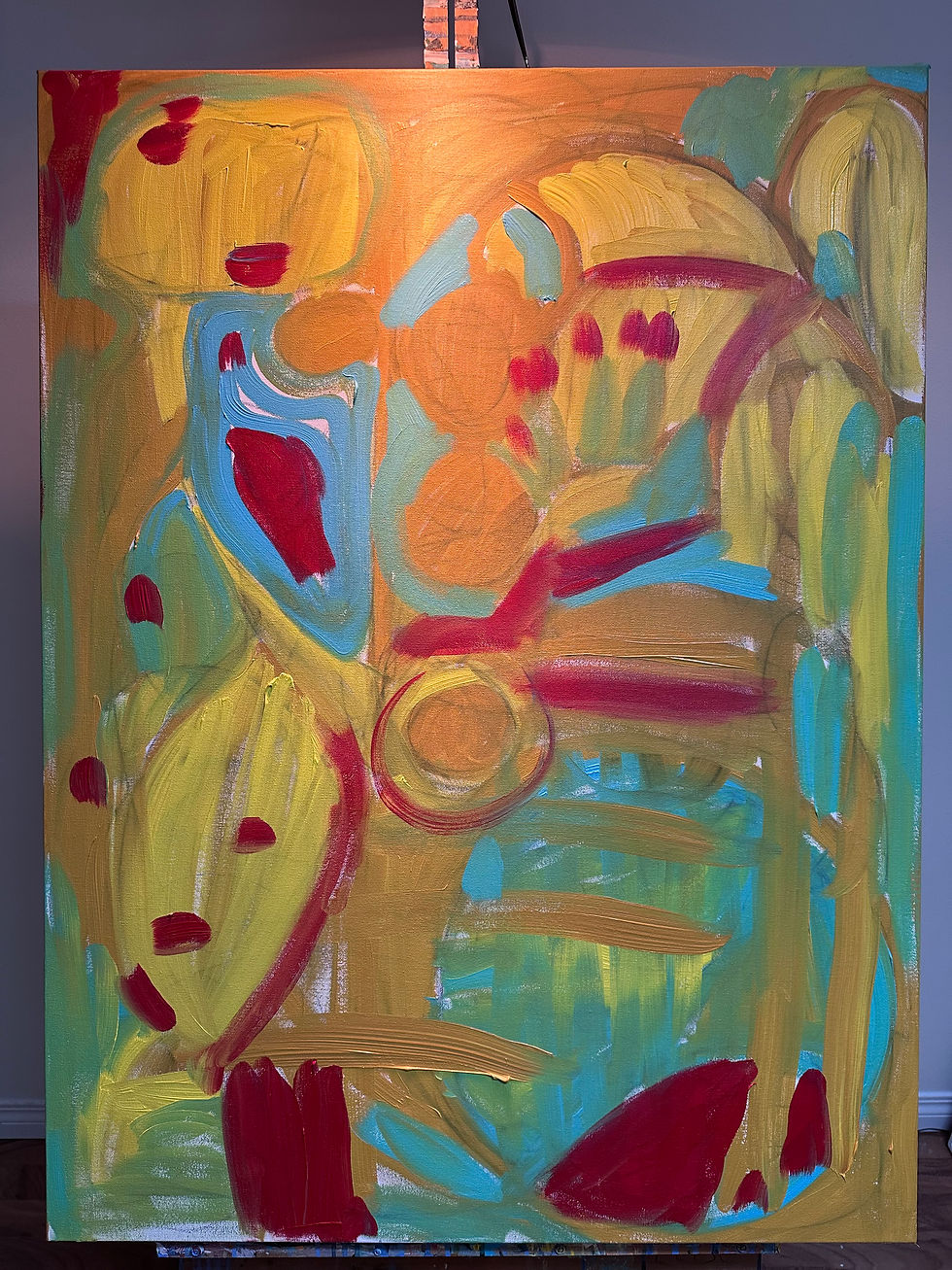 "Resounding Jubilee" in progress - 30 " x 40", Acrylic on canvas, Unfinished work, Elise Ehrenholz, ©2026.