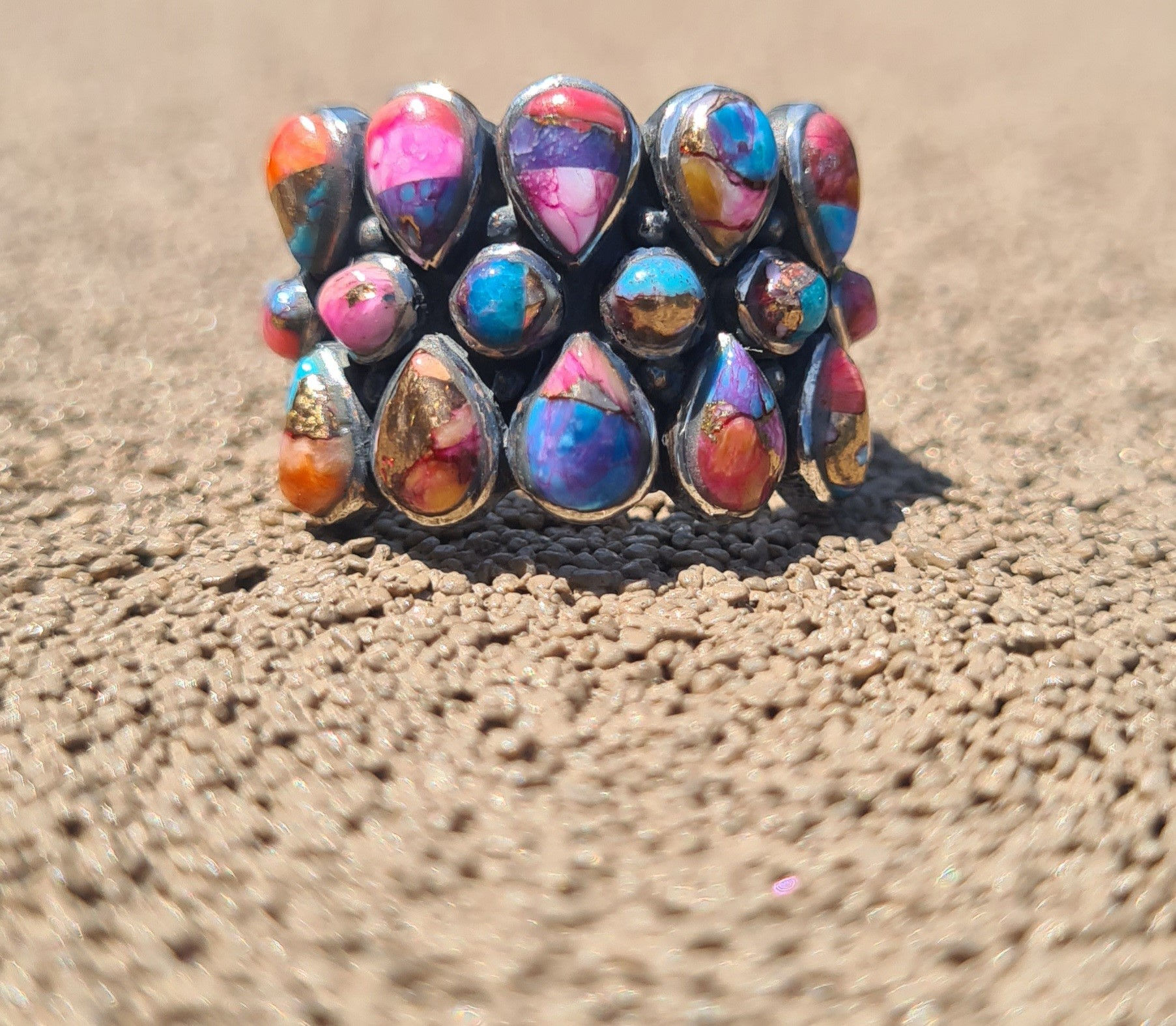 Sterling Silver Mixed Gemstone Ring –Energy & Natural Beauty