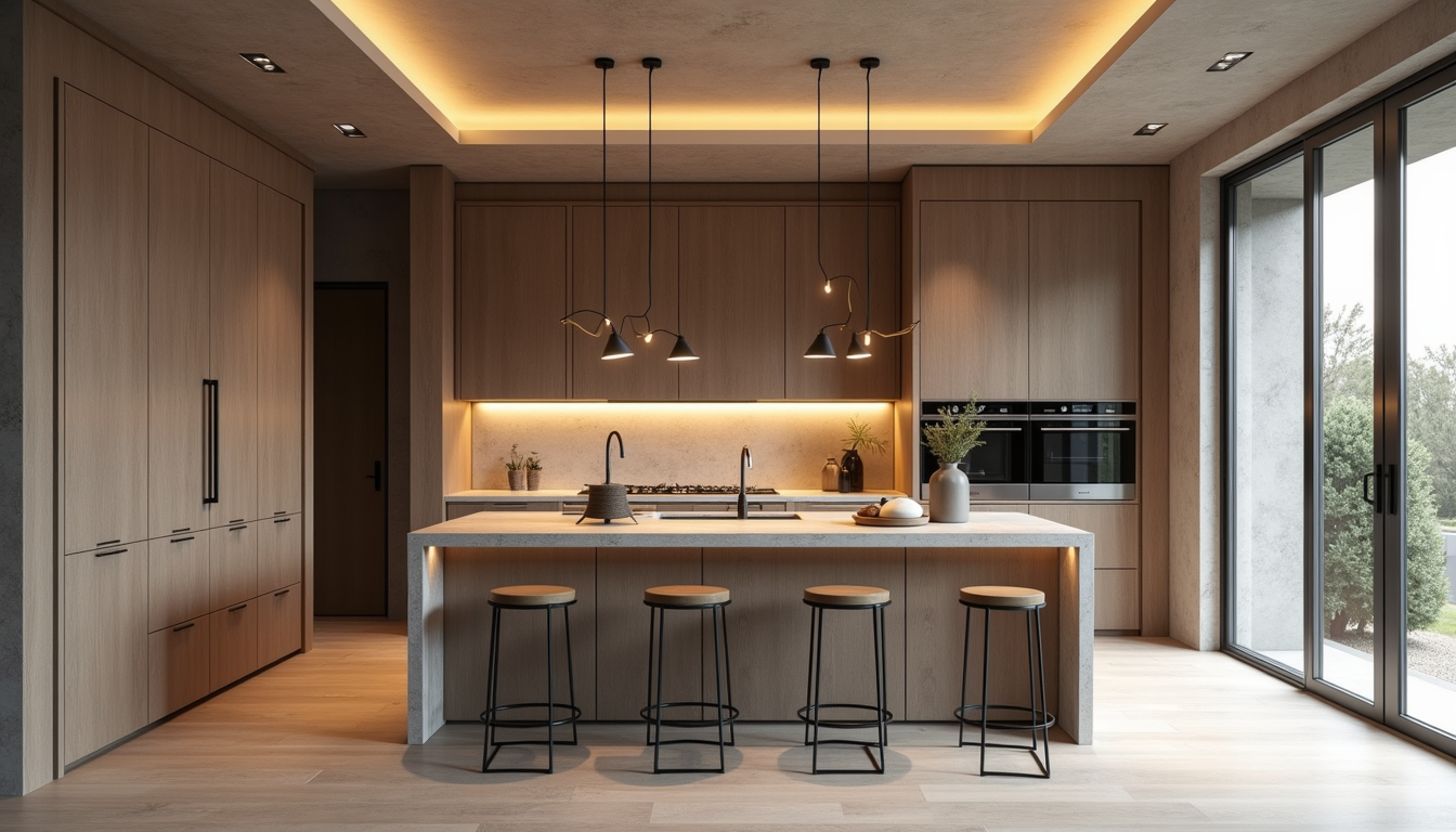 High angle view of a luxury kitchen with custom cabinetry and a large island