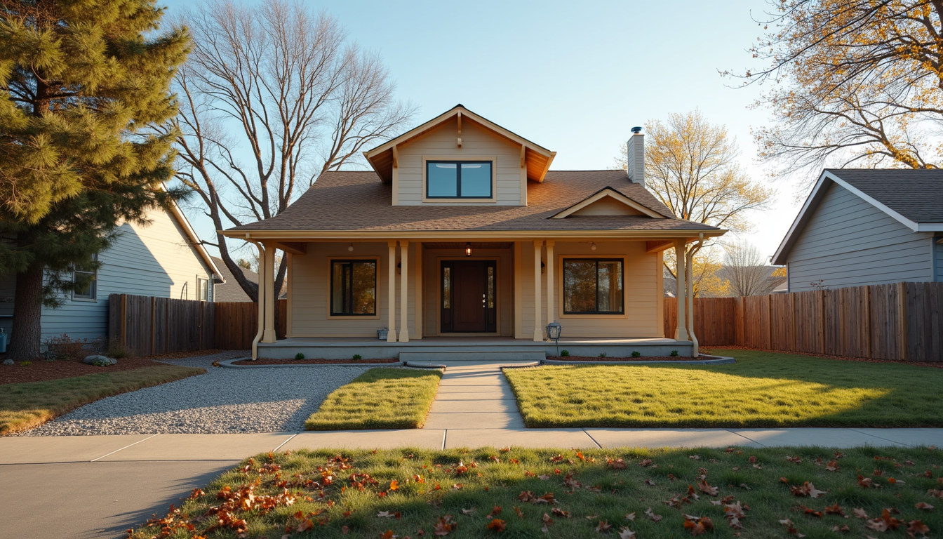Eye-level view of a residential home exterior with a new room addition under construction