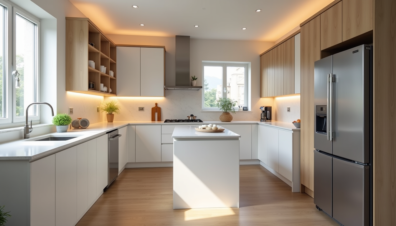 Eye-level view of a modern kitchen renovation in a Hunter Oaks home