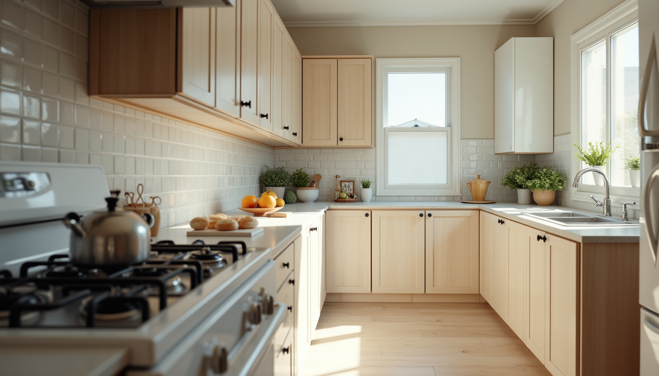 Eye-level view of a remodeled kitchen in a 1990s Pineville home