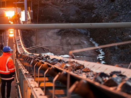 Mining conveyor in operation.