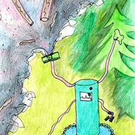 Lina Then 8 y.o. "Nature saviour" Colour pencils, line liner on paper