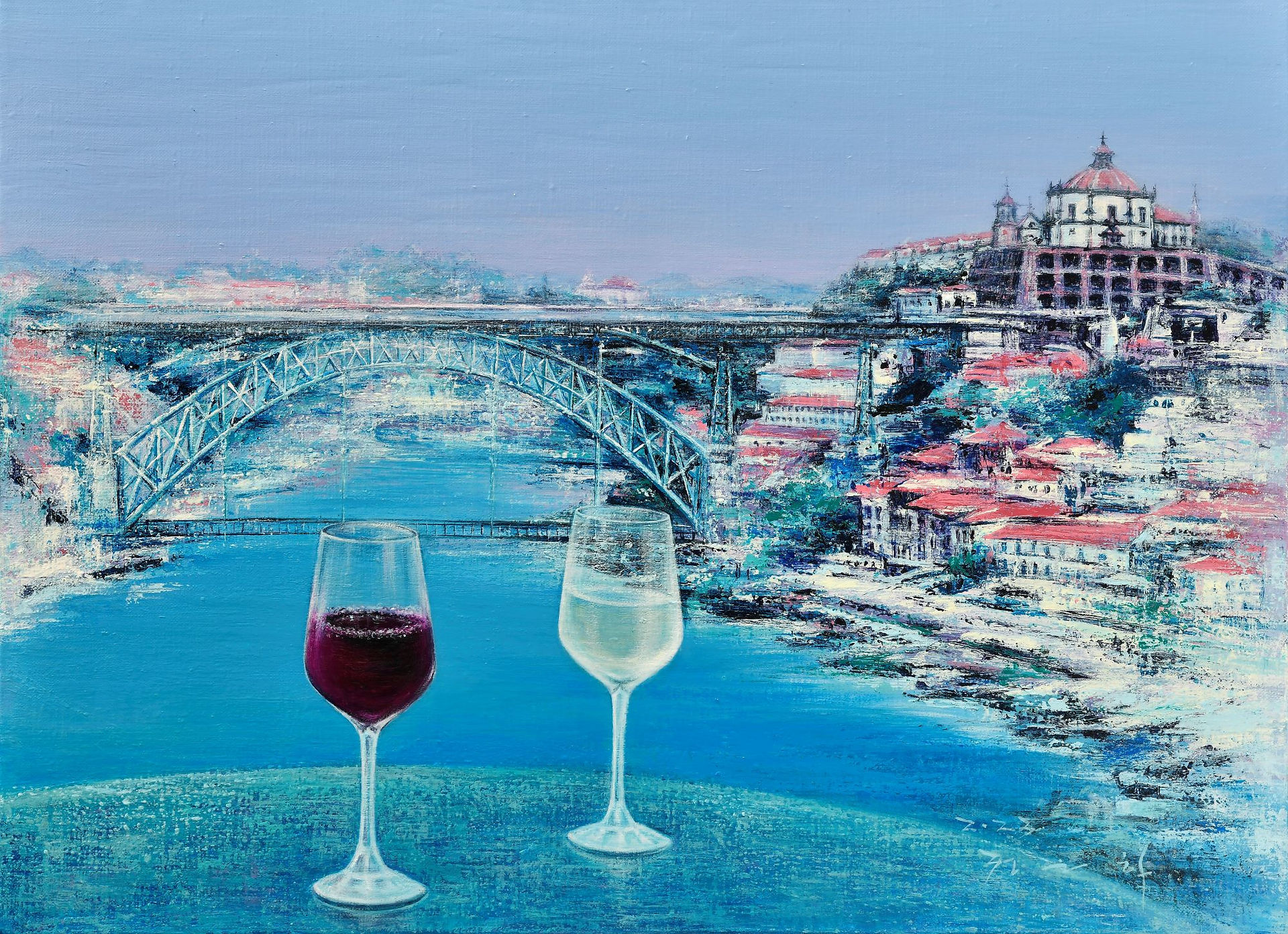 Two Cups of Memory 두 잔의 기억, 2023, Mixed Media on Canvas, 53.0x72.7 cm