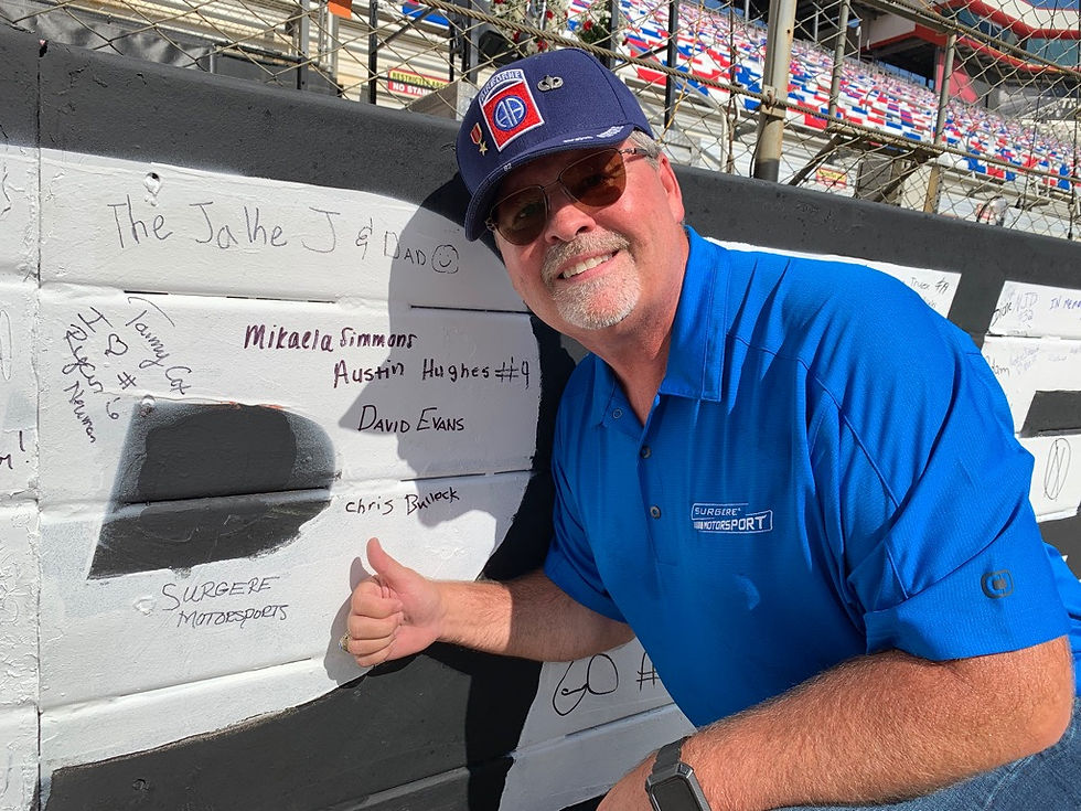 Rusty Coleman, VP, Digital Transformation representing Surgere Motorsports at Bristol Motor Speedway.