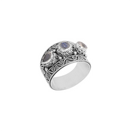 Artisan Crafted Sterling Silver Moonstone 3-Stone Ring