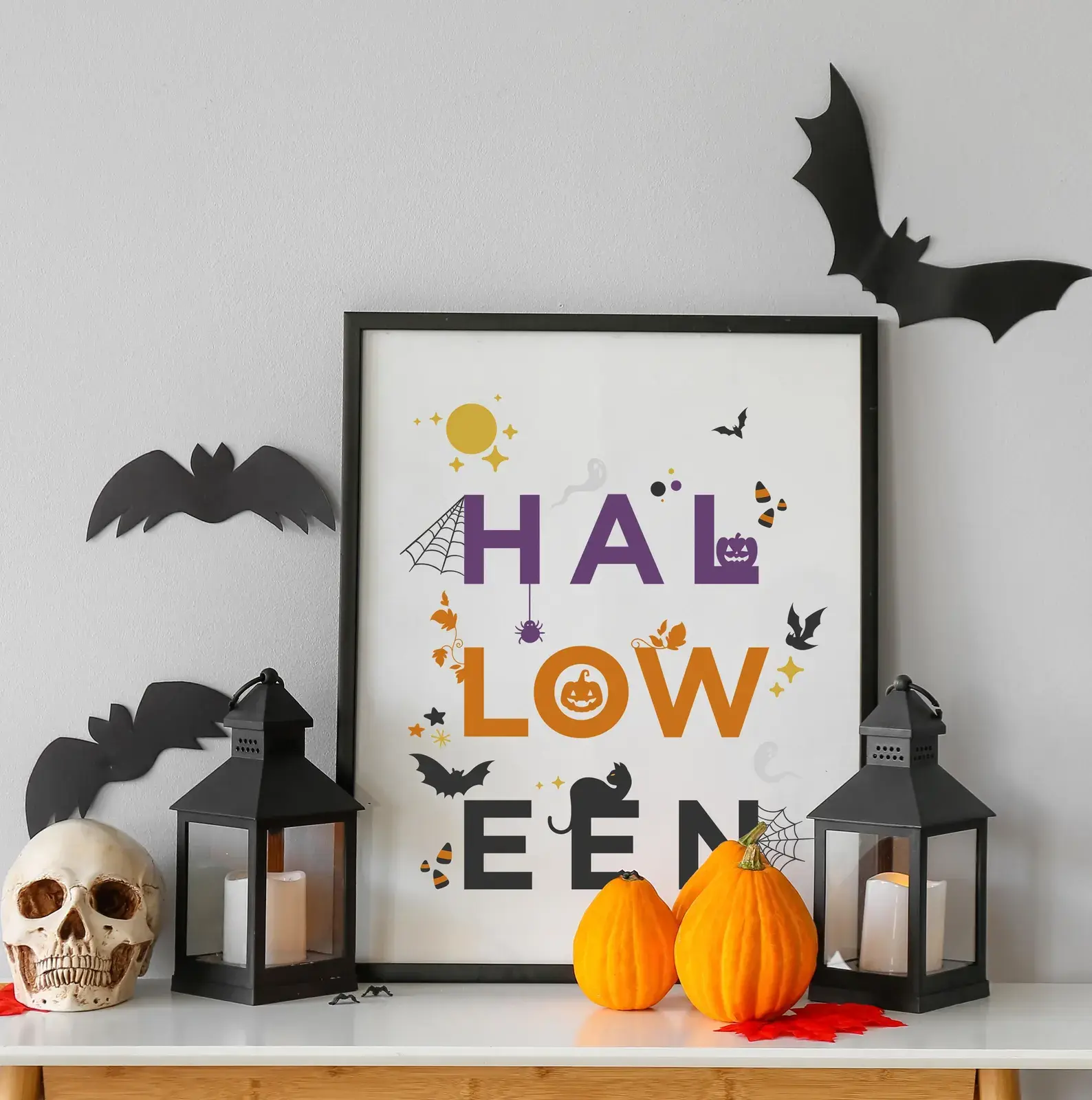 Halloween Typography Art Print: Modern Fall Decor