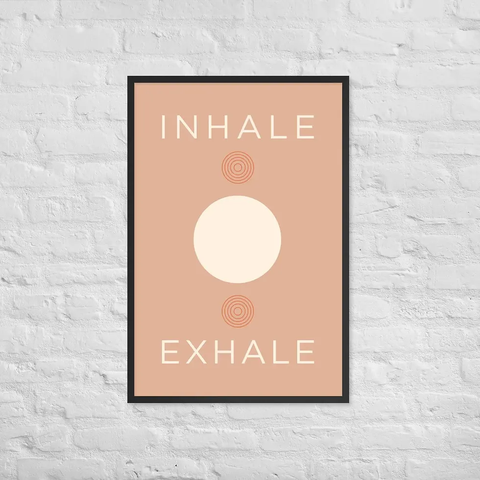 Thumbnail: Framed Inhale Exhale Art Print: Modern Yoga Reiki Decor
