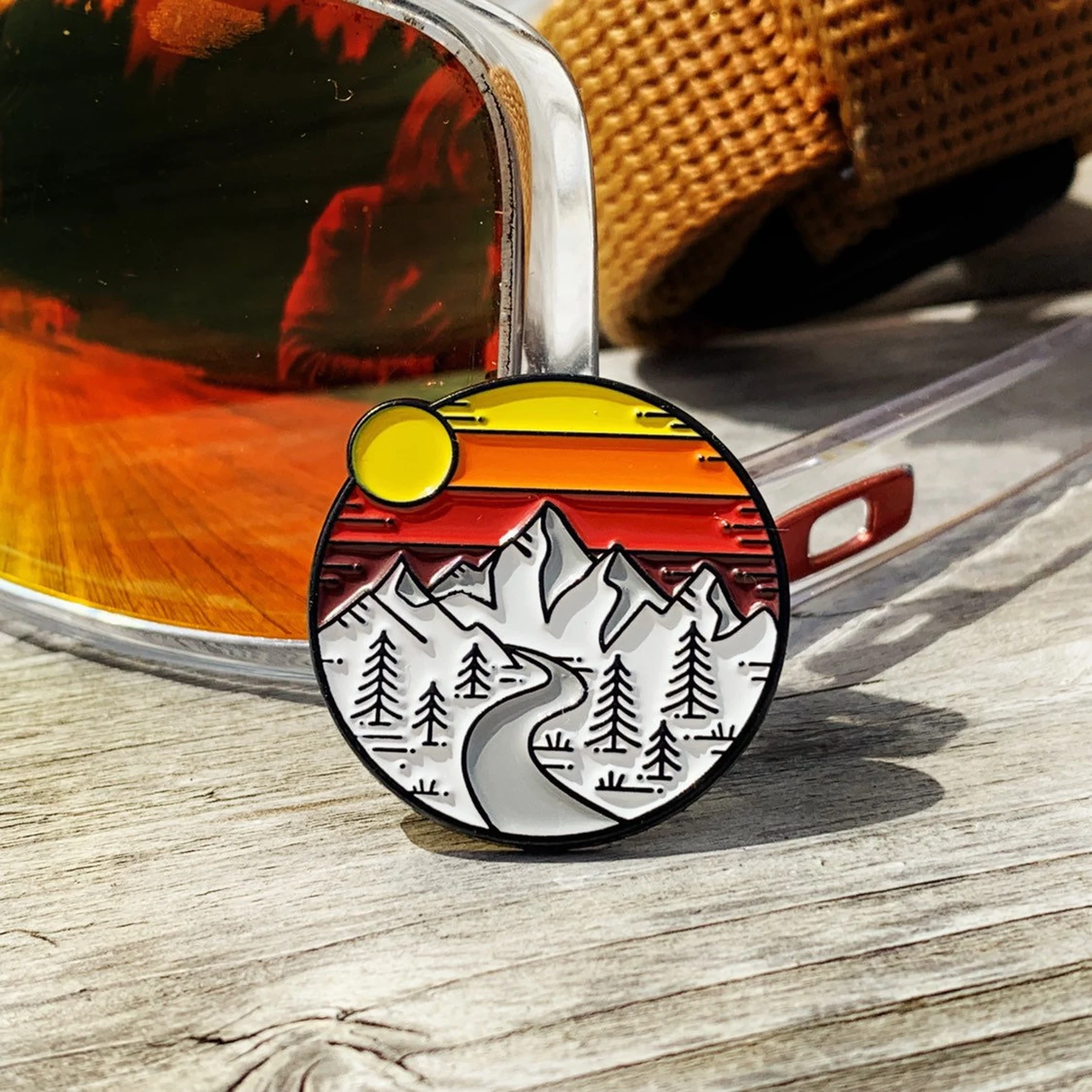 Mountain Sunset Adventure Enamel Pin