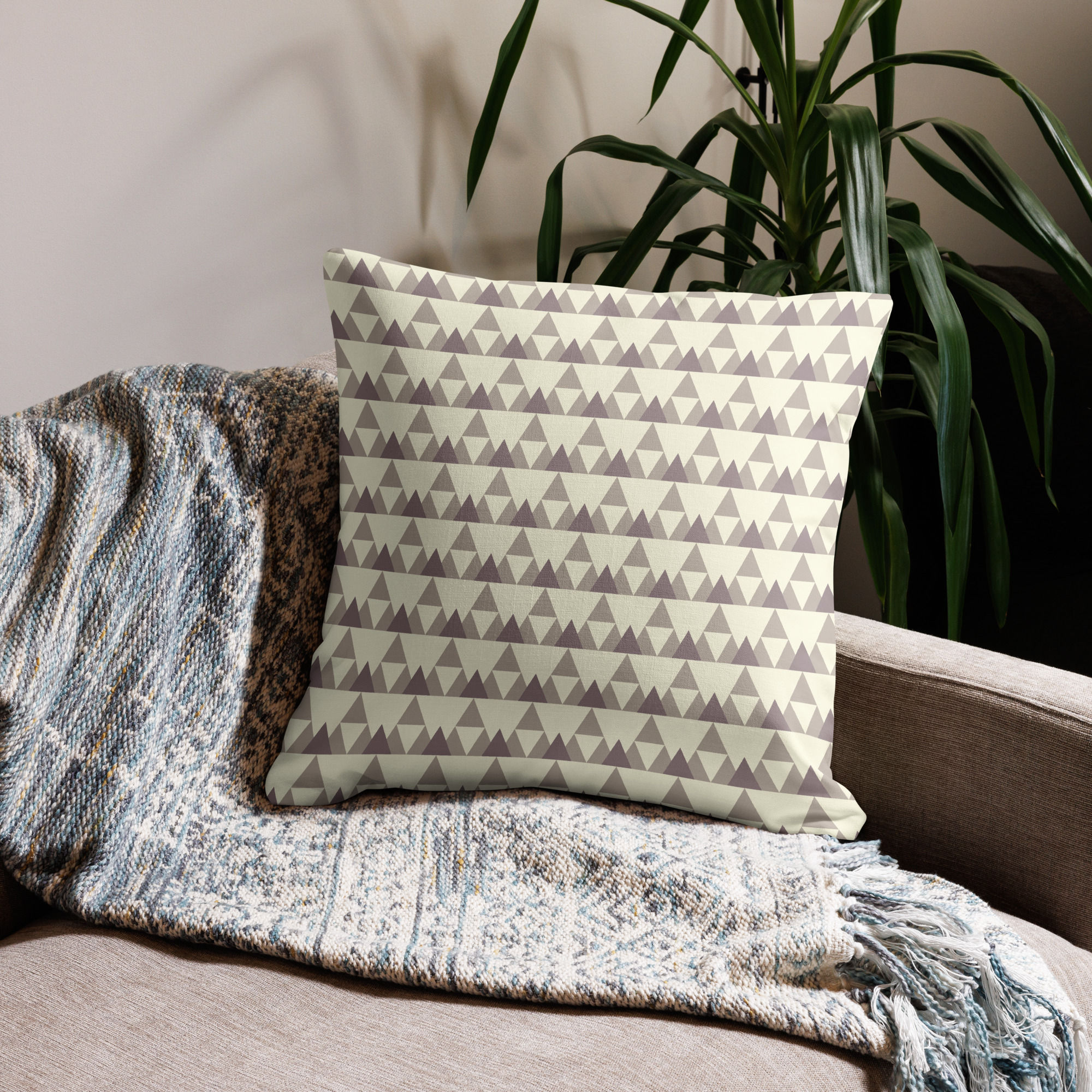 Triangles Premium Decorative Throw Pillow with Insert