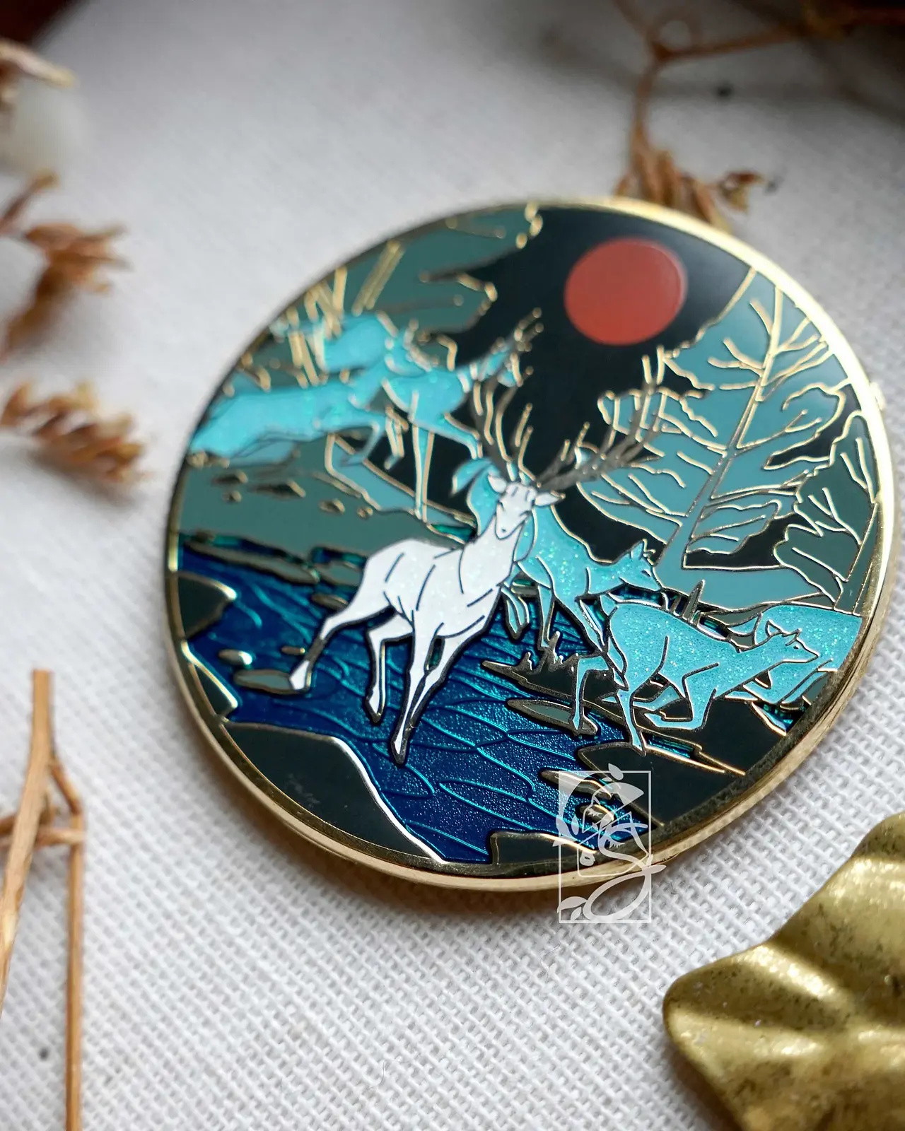 Beautiful Deer Scene Enamel Pin