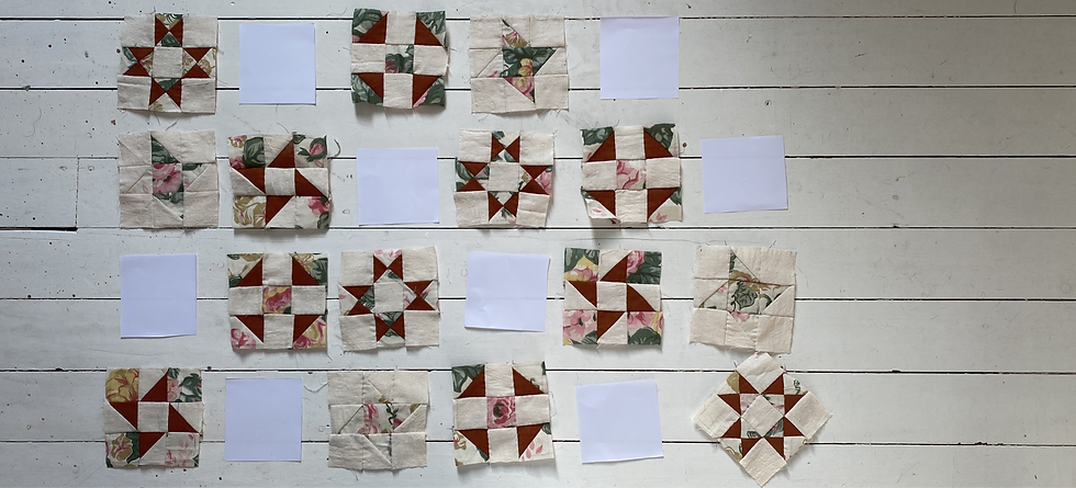 Quand j'ai étalé mes premiers blocs et que je me suis aperçue que ma couverture avait la taille d'une carpette de salle de bain