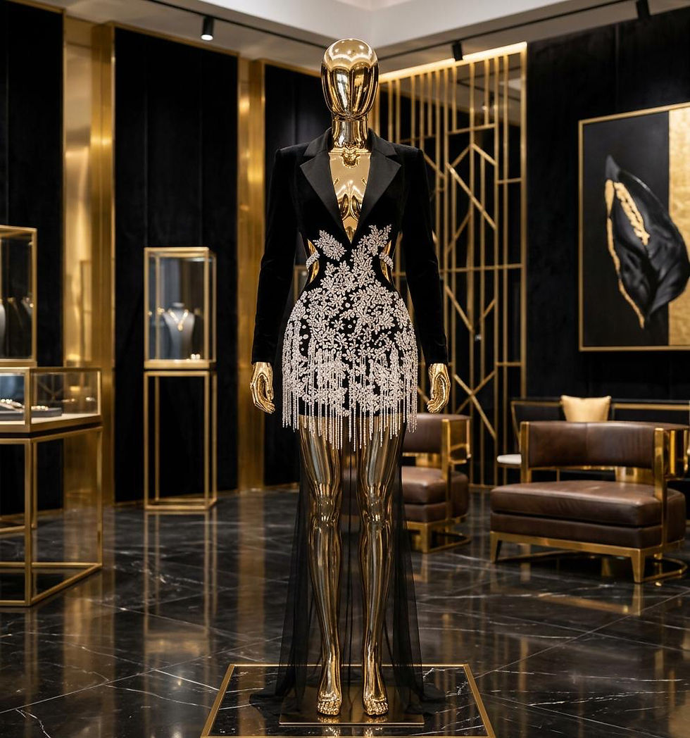 Thumbnail: ✨The Vixen Noir Crystal Fringe Blazer Dress