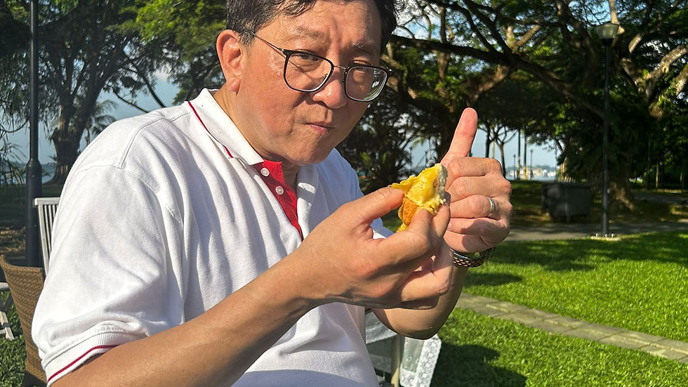 Don't Day Bojio: Our clients Infosys enjoying a plethora of durians amidst a sunset by the beach. Best part- the fruit waste is turned into compost at our OPP herb Garden!