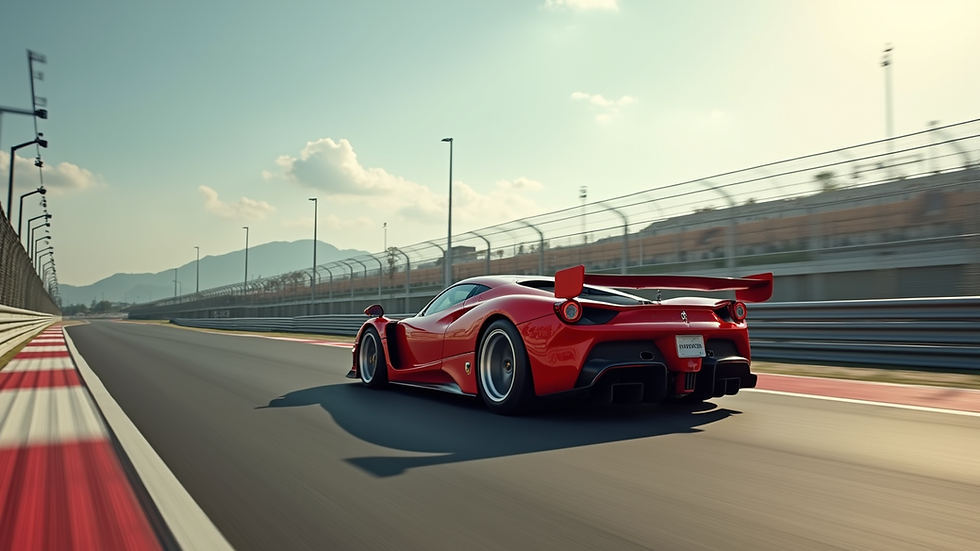 Vista lateral del monoplaza Ferrari en pista durante una carrera