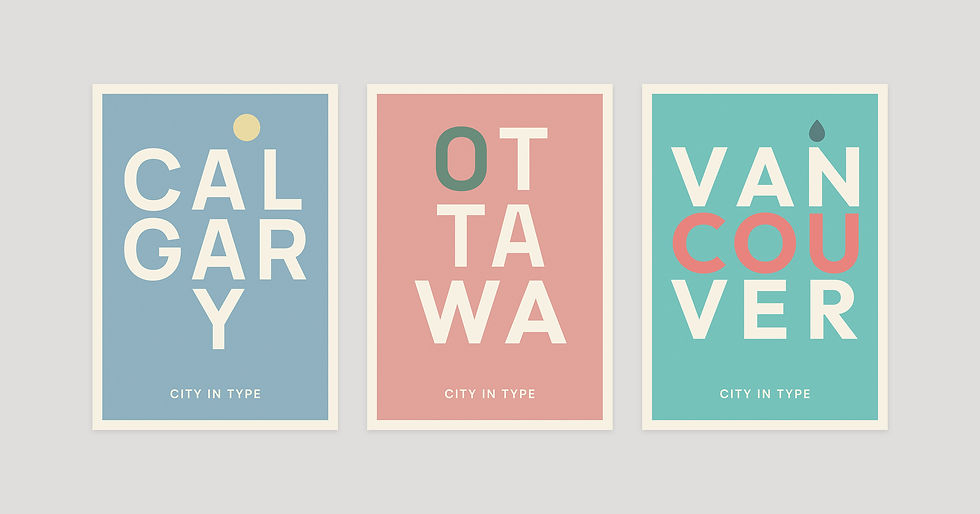 City in Type posters — Calgary, Ottawa & Vancouver by Wes Not There | Typographic city art