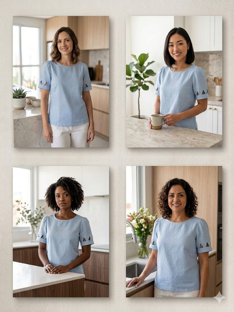 Miniatura: Blusa manga curta em viscolinho