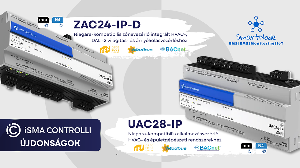Új iSMA CONTROLLI vezérlők: Gyorsabb integráció, egyszerűbb zónavezérlés és skálázható HVAC automatizálás!