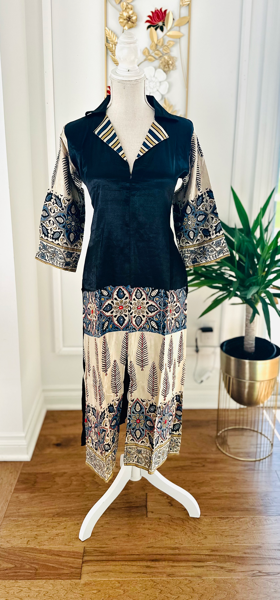 Mushru Silk Kurti Only - Front and side Slit