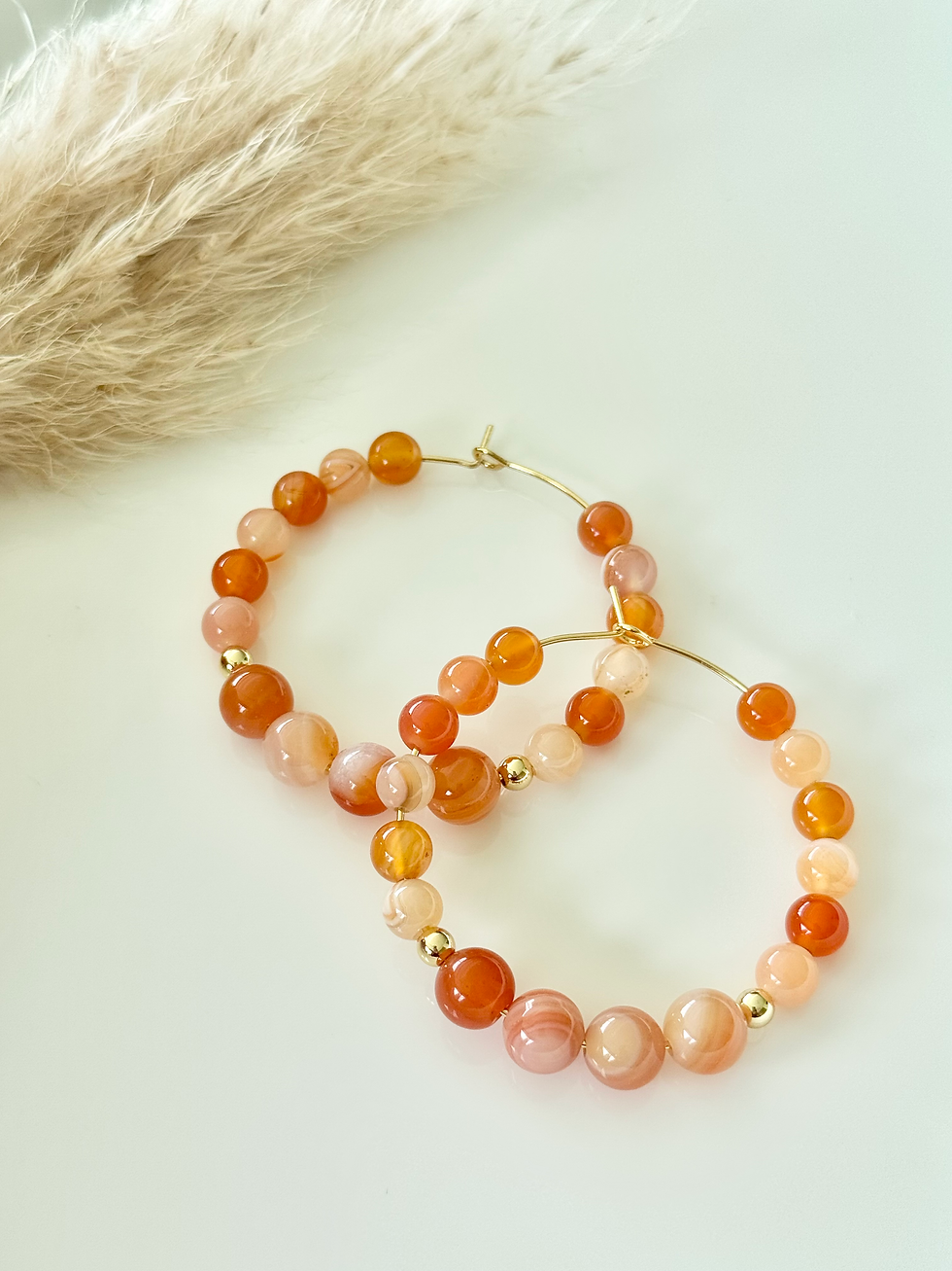 Miniature : Boucles d’oreilles CATÏ ⬖ Agate du Botswana Orange 