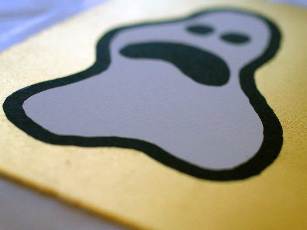 Thumbnail: Close-up of Gold Ghost, an AP print by fine artist, ceramicist and British punk band Slaves' member Laurie Vincent.