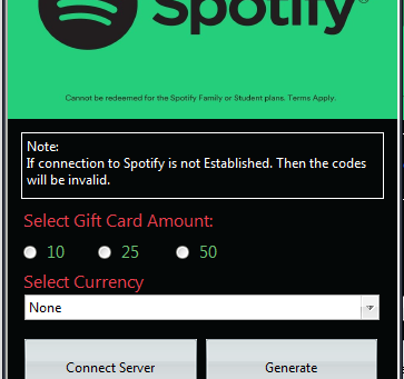 Spotify Gift Card Generator