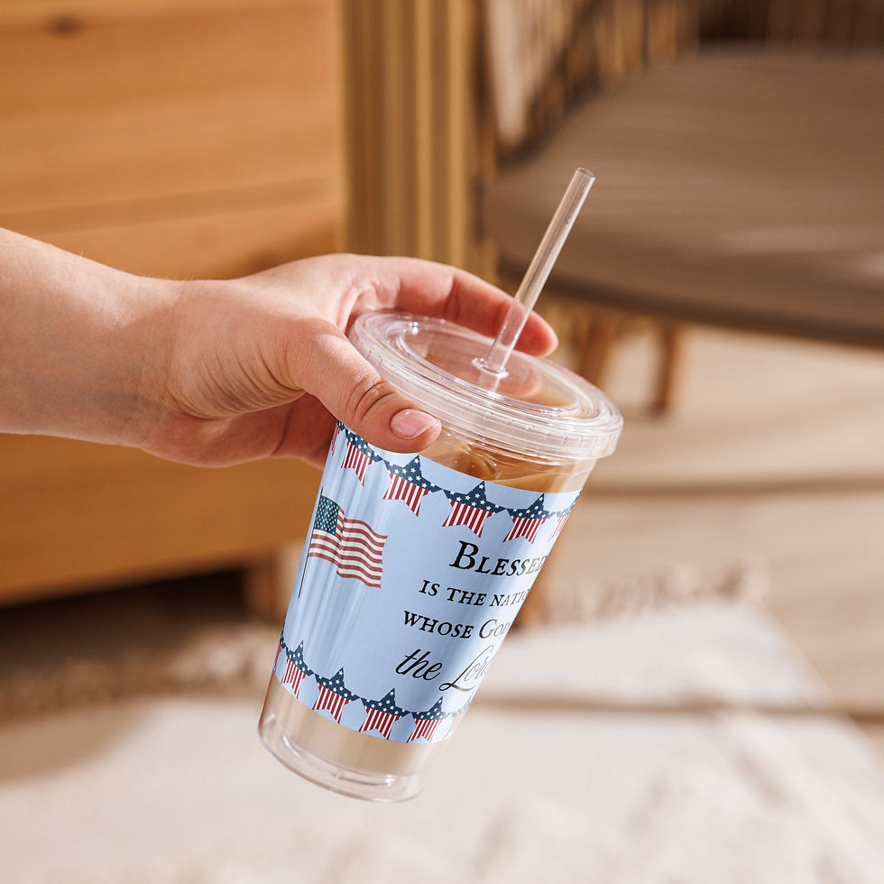 Thumbnail: Patriotic Clear Plastic Tumbler 16 oz.