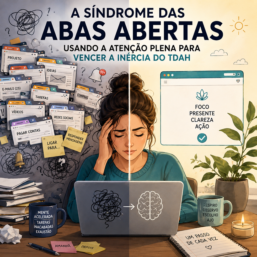 Uma pessoa pensando em várias coisas ao mesmo tempo