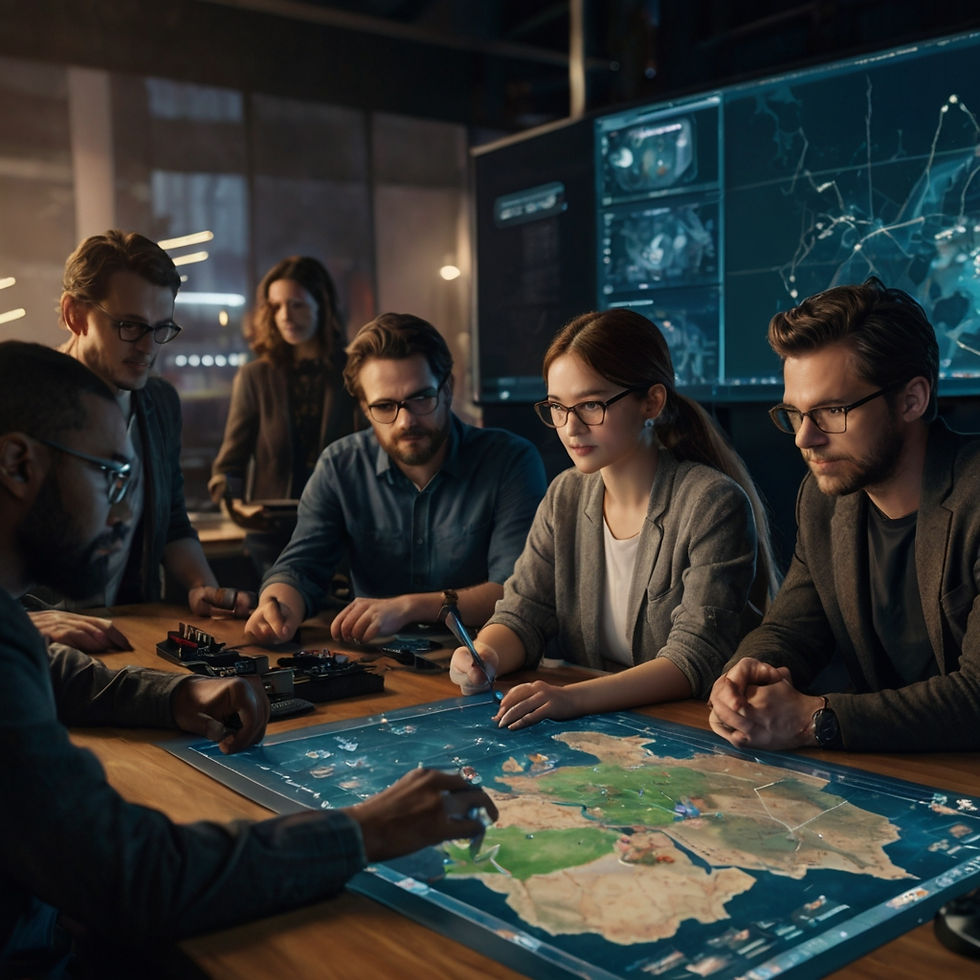 Pessoas sentadas ao redor de uma mesa