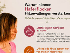 Frau die erklärt, warum Haferflocken bei Hitzewallungen ungünstig sind